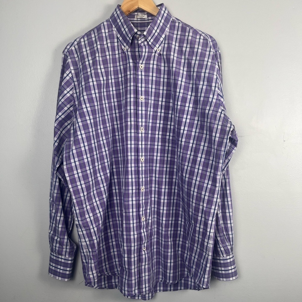 Peter millar purple plaid button down 100% cotton size large